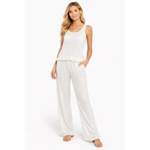 You Say Women's Ruffled Tank & Pant Pajama Set White Size S NWT